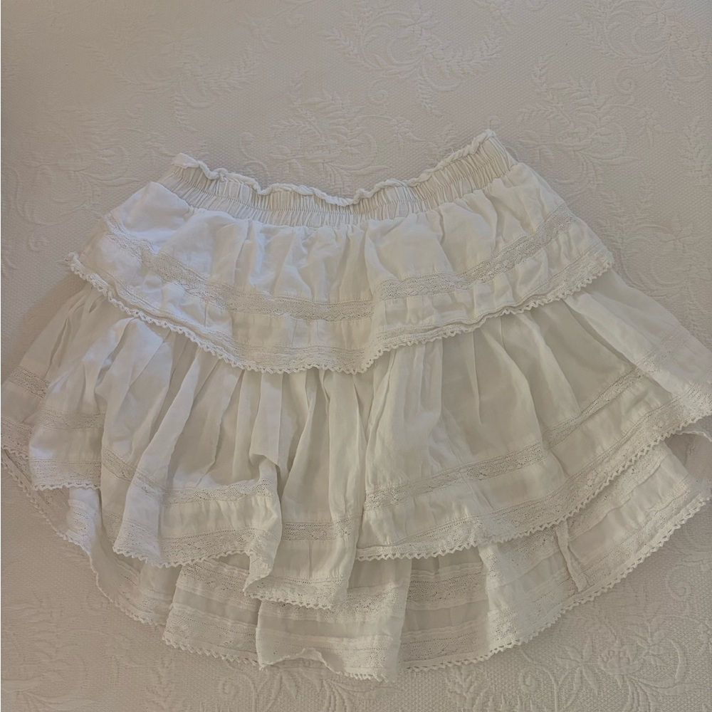 LoveShackFancy Mini Skirt with Ruffled Tiers